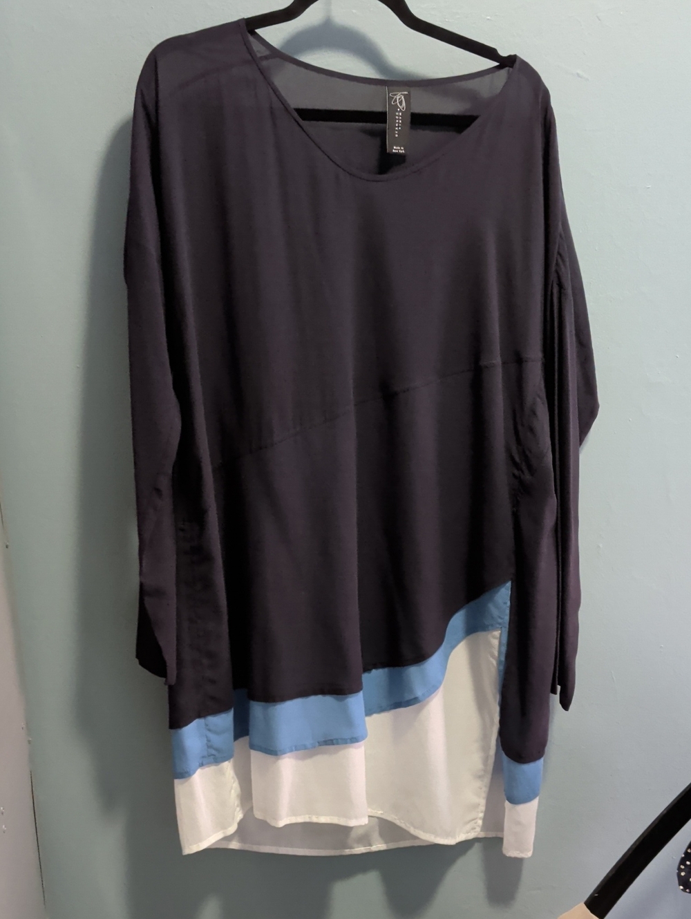 Zero + Maria Cornejo Navy Blue, Light Blue and White Layered Tunic